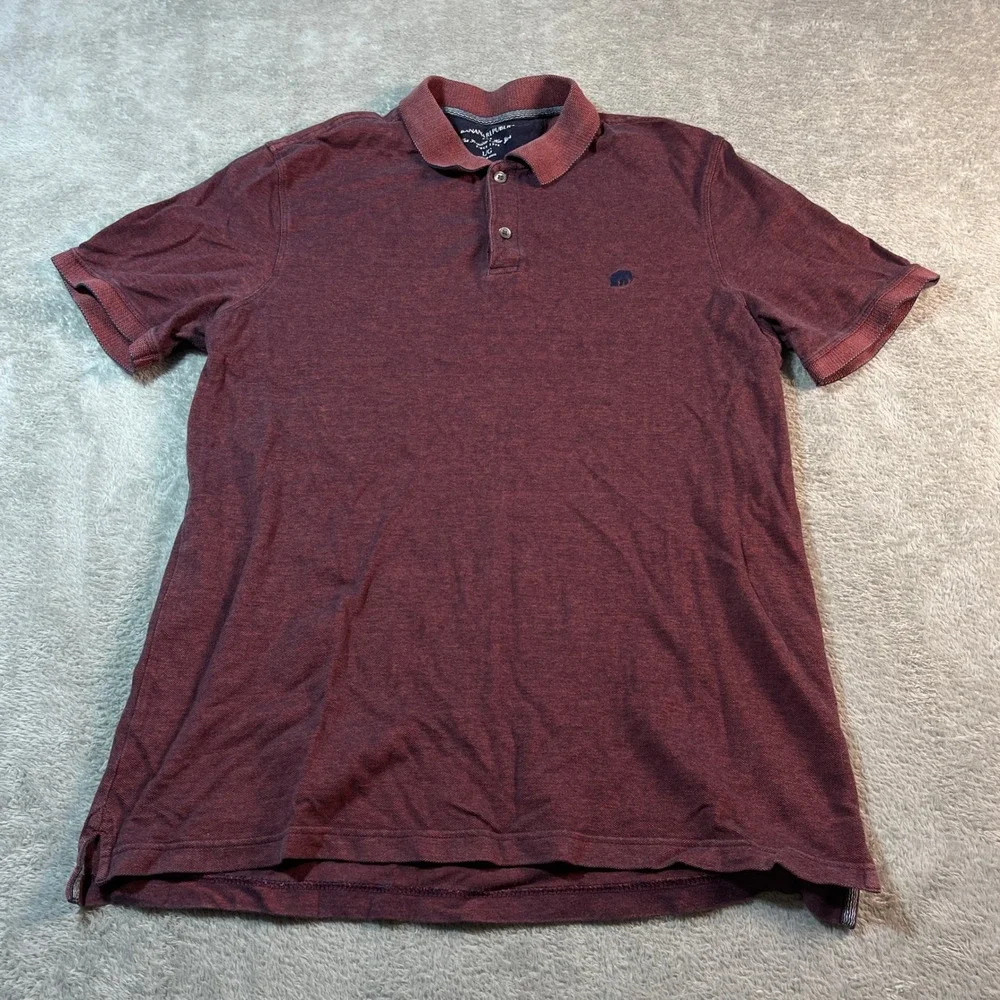 Banana Republic Polo Shirt Men's Large Burgunday‎ Soft Wash Casual Short Sleeve